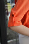 Women's Orange Long Sleeve Buttoned Shirt – Comfortable Fit with Folded Sleeves, Stylish - 5