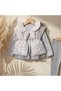Mia Baby Girl Pink Floral Puffy Vest Triple Combination Set - Cotton Rabbit Print Tunic and Trousers - 4