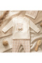 Teddy Hug Cotton Textured Teddy Bear Figured 3-Piece Baby Set - 0-3 Months Ecru Yellow Checkered Baby Set and Sha - 5