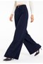Elastic Waist Women's Navy Blue Trousers Wide Leg Non-See-Through Fabric - Women's Hijab Fabric Trousers