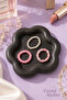 Women's Pink White Pearl Beaded 3-Piece Elastic Ring Set - 8