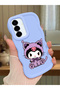 Samsung Galaxy A36 5g Compatible Case Camera Protector Blue Silicone Couple Phone Case Kuromi Pattern