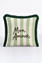 Mon Amour Striped Romantic Stylish Fringed Pillowcase - Love Themed Cream Black Tassel Throw Pillow Cover - 3