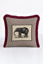Elephant Figured Ethnic Motif Fringed Pillowcase-Safari Boho Beige Black Burgundy Tasseled Throw Pillow Cover