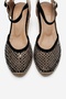 Drelix Black Suede Genuine Leather Stone Detailed Mesh Women's Wedge Heeled Sandals - 2