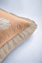 Floral Design Botanical Fringed Pillowcase - Natural Floral Black Mink Tassel Throw Pillow Cover - 8