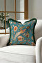 Exotic Bird Floral Fringe Pillowcase - Magnificent Botanical Bohemian Green Tassel Throw Pillow Cover - 6