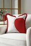 Love-Themed Heart Motif Fringed Pillowcase - Romantic Bohemian Red Burgundy Tassel Throw Pillow Cover - 2