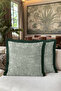 Exotic Tropical Forest Motif Fringed Pillowcase - Elegant Botanical Gray Black Tassel Throw Pillow Cover - 2