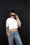 Women's 2-Piece Set 100% Cotton Wide Fit Plain Basic Crop Top Short Sleeve Sports Casual Loose White Gray T-Shirt Pack - 2