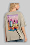 Prague Czech Beige Oversize Country City Back Printed Unisex T-Shirt 100% Cotton Premium - 3