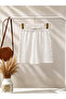 Ecru Lined Shorts with Embroidery Detail on the Sides, Summer Casual - 4
