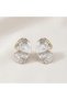 Vintage Leaf Textured Double Color Earrings |   Gold & Silver Detailed Women's Earrings - 4