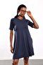 Navy Blue Crew Neck Basic Dress - 3