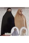 Prayer Coverlet Sufle (5XL) - Ready-To-Wear Turban Veil Practical Scarf Hijab with Niqab - Prayer Coverlet Sufle (5XL) - Black - 2