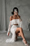 Madonna Collar Crop Slit Lace Skirt Set - 4