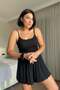 Gray Corduroy Mini Skirt Shorts Pajama Set