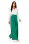 Elastic Waist Women's Green Trousers with Wide Legs and Non-See-Through Fabric - Women's Hijab Fabric Trousers - 6