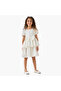 Round Neck Short Sleeve Dress with Bow Accent - 2