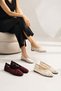 Floria Dantel Women's Flat Babet Lace Woven Floral Patterned Elegant Casual Shoes |   Cream - White - Bor