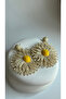 Cream Large Straw Flower Earrings (8 cm) - 2