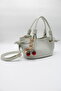 Women's Mint Knot Detailed Crossbody Hand and Shoulder Bag with Cherry Charm Accessory