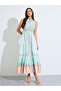 Green Paisley Print Maxi Dress With Belt - 3