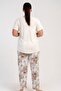 Women's Plus Size Short Sleeve Cream Pajama Set C1T7N2215 - 4