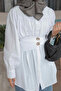 White Hidden Button Belt Detailed Shirt - 4