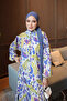 Oil Green Half Buttoned Sleeves Elastic Skirt Layered Viscose Dress - 3