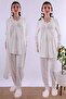 Adjustable Waist Elastic Long Dress Maternity Pajama Set Effortt -Ecru