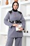 Lace Detailed Jumpsuit Set Gray 19003 - 2