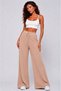 Wrinkled Fabric High Waist Wide Leg Pants