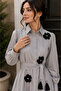 - Grey Belted Black Motif Maxi Dress - 4