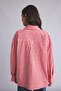 Cotton Oversized Checkered Seersucker Textured Long Sleeve Red Shirt I2624Ax26Au - 4
