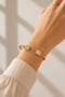 Twisted Square Pavé Gold Cuff Bracelet – Gold Cable Design with Zircon Stones - 4