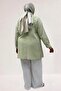 68061 Large Size Muslin Shirt with Pockets and Cuffs - Water Green - 4