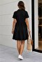 Comfortable Elegance! Women's V-Neck Gathered Waist Viscose Short Dress - 4
