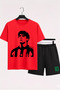Kaka Leite Printed 100% Cotton Crewneck Children's T-Shirt-Shorts Two-Piece Set