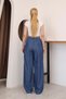 Elastic Waist Palazzo Trousers Blue - 5