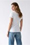 2178 Women's Lace Collar Detailed Neck Tie Short Sleeve Blouse White - 5