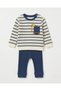 100% Cotton 0-3-6-9-12 Months Baby Boy Scoop Embroidered Thin Seasonal 2-Piece Top and Bottom Baby Set - 4