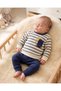 100% Cotton 0-3-6-9-12 Months Baby Boy Scoop Embroidered Thin Seasonal 2-Piece Top and Bottom Baby Set