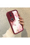Vivo V50 Compatible Case Camera Protector Burgundy Silicone Couple Phone Case with Floral Pattern - 3