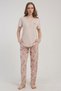 Women's Half Buttoned Short Sleeve Ecru Pajama Set C6T4N2215