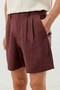 Burgundy Lyocell Blended Pleated Men's Shorts - 3
