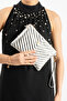 Silver Women's Faux Leather Stitched Adjustable Crossbody and Hand Strap Portfolio, Clutch Bag