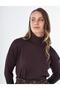 Turtleneck Knitwear Dress Dark Brown - 6