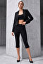 Black Capri Pants Leggings with Slit Detail and Front Hem, Slim Fit Capri - 7
