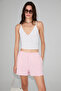 Alai Women's 100% Organic Cotton Soft Waffle Fabric Double Pocket Drawstring Pink Shorts - 2